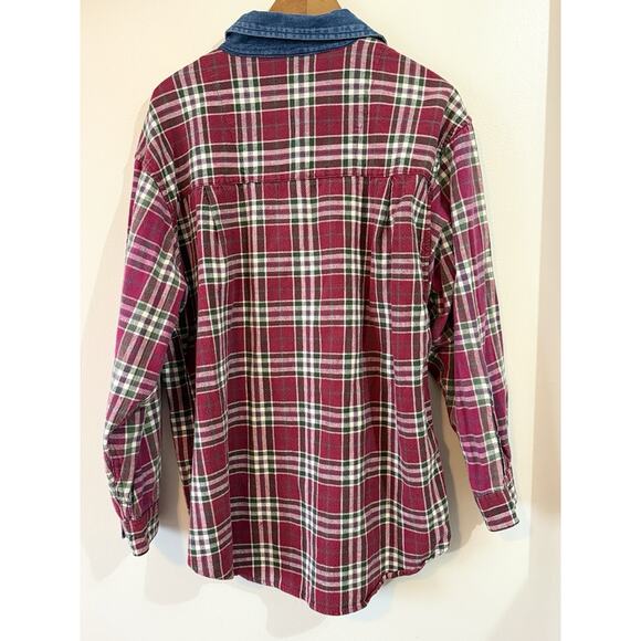 Vintage Faded Glory Long Sleeve Size XL Blue Denim Collar Shirt Is Red plaid. - Picture 3 of 6